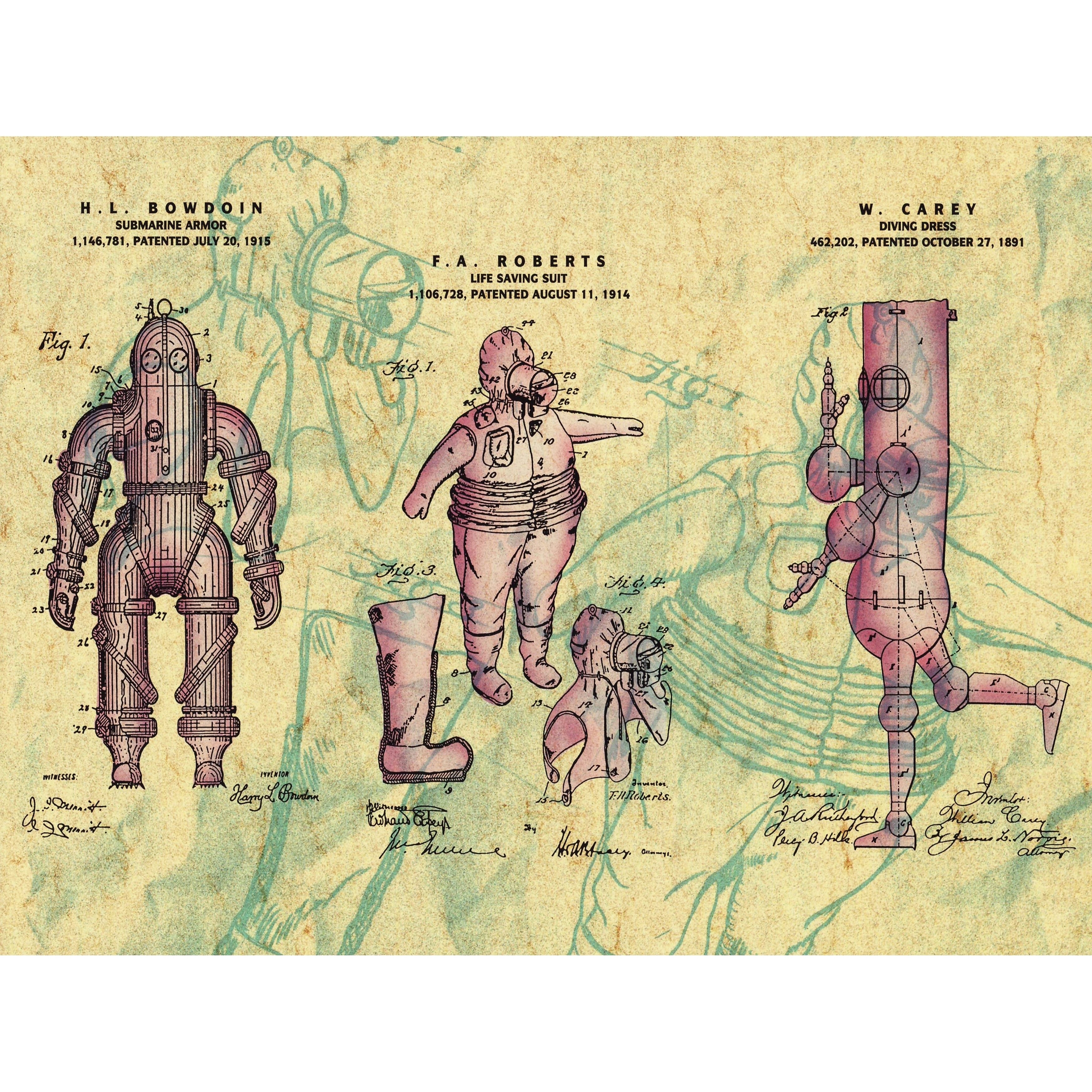Canvas Vintage Diving Suits Patent Print