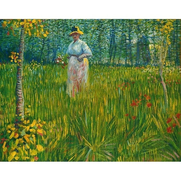 Canvas Woman Walking In A Garden1887 By Vincent Van Gogh
