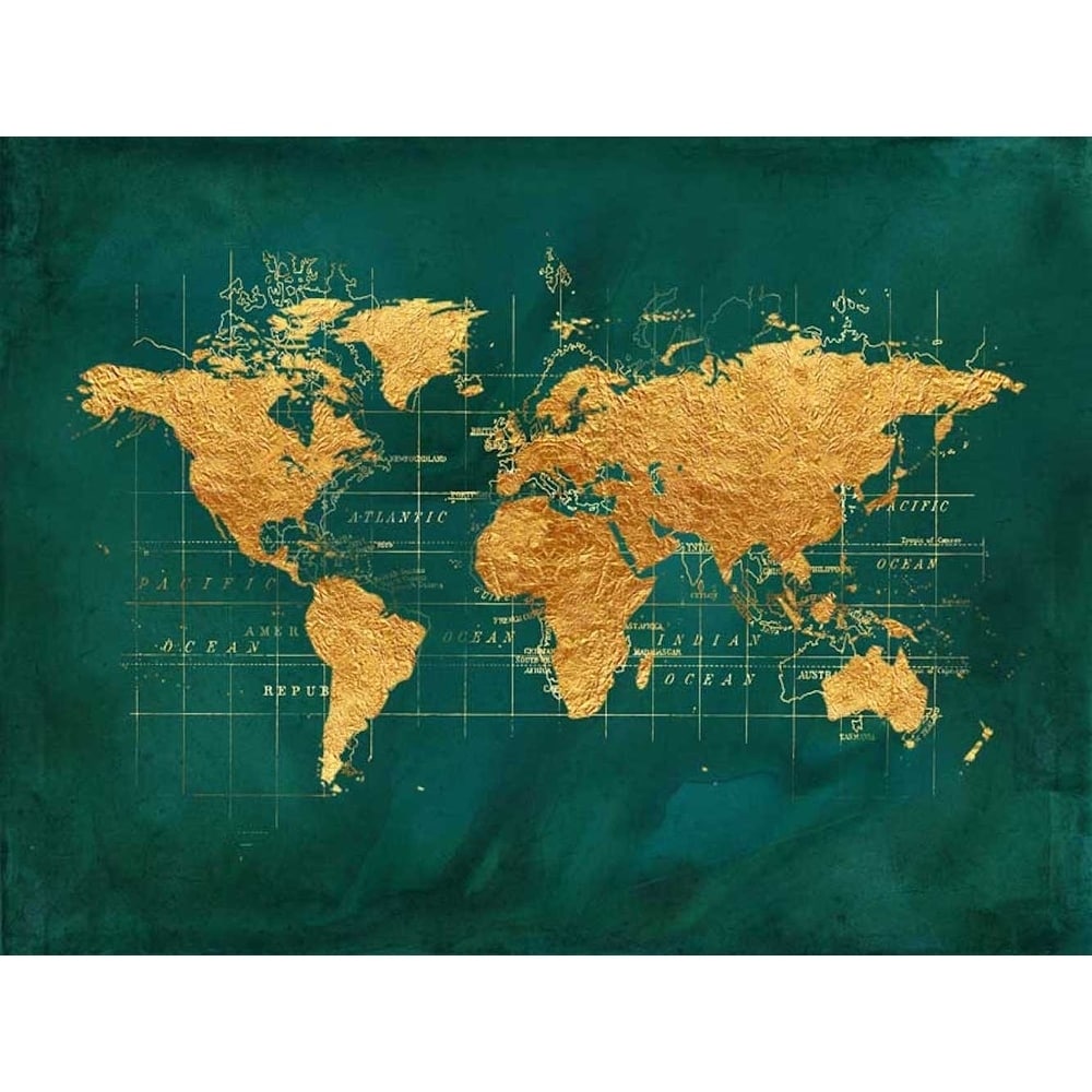 Canvas World Map In Golden Chicby Beth Albert