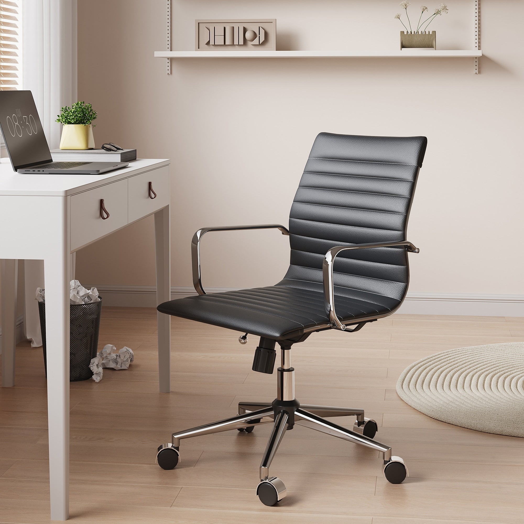 Luxmod Mid Back Office Chair Adjustable Swivel Chair Ergonomic Desk Chair For Extra Back Lumbar Support.