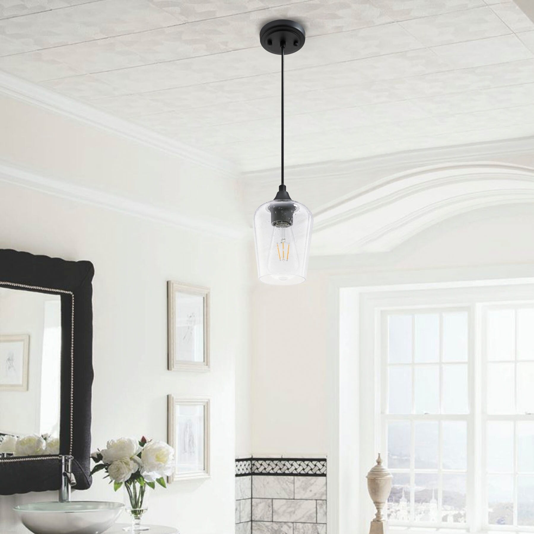 Co Z 1 Light Glass Pendant Light With Adjustable Cord