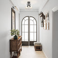 Co Z 3 Light Matte Black Clear Glass Semi Flush Mount Ceiling Light
