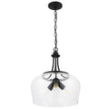 Co Z 3 Light Dome Pendant Light With Glass Shade Matte Black