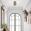 Co Z 3 Light Semi Flush Mount Ceiling Light With Glass Shade Brushed Nickel