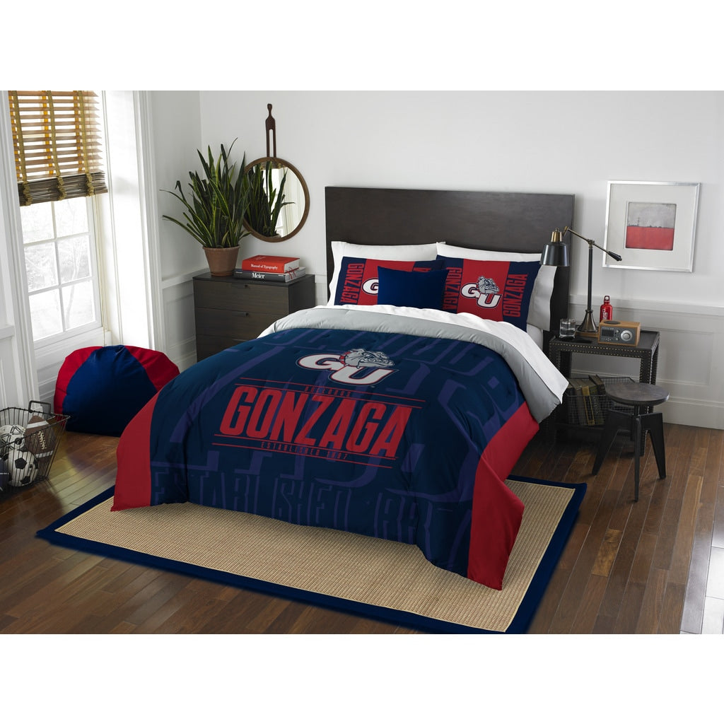 The Northwest Company Col Gonzaga Modern Take Blue And Red Full Queen 3 Piece Comforter Set