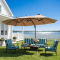Cosiest 15Ft Double Sided Patio Umbrella Large Rectangular Outdoor Parasol With Crank Waterproof Uv Resistant