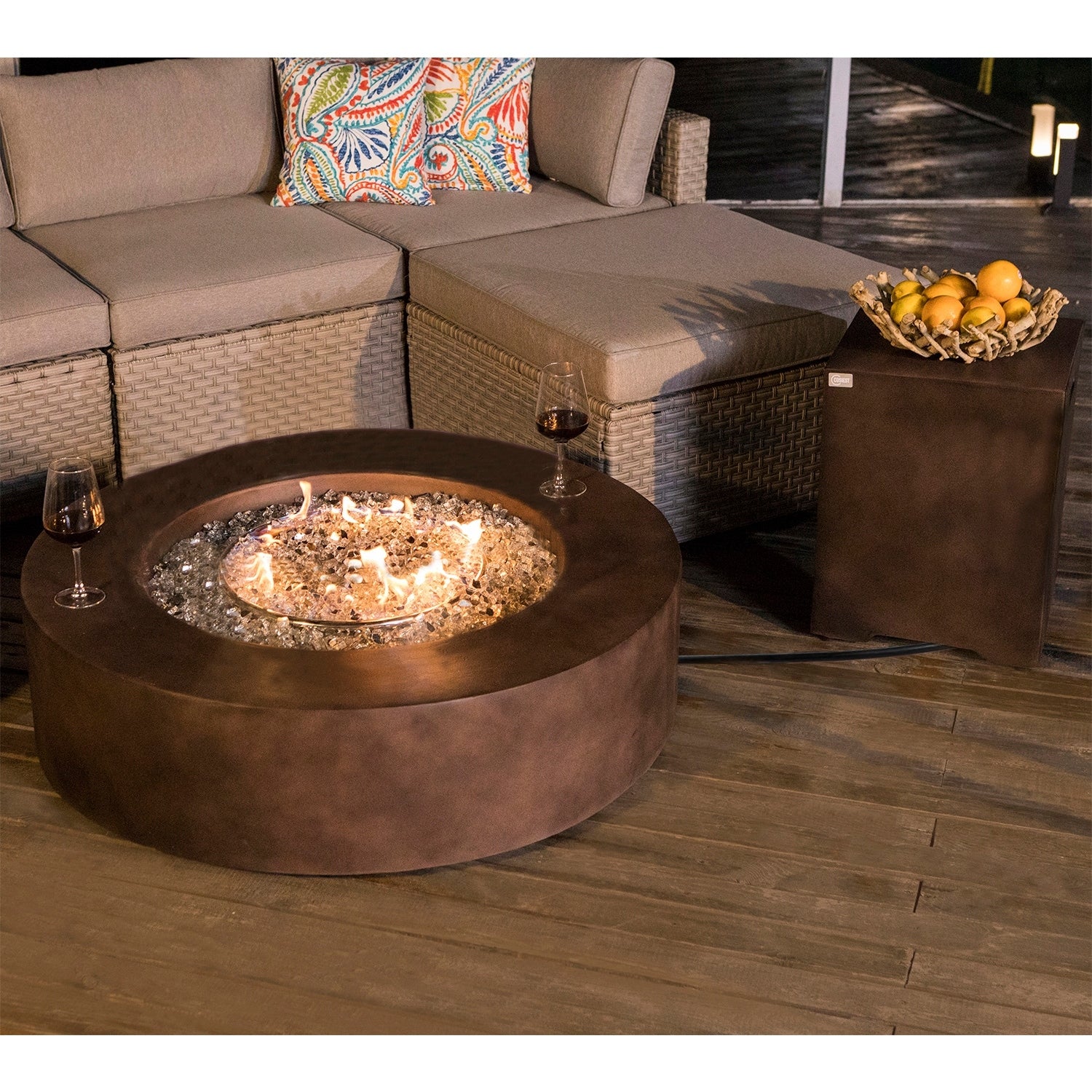 Cosiest 2 Piece Outdoor Concrete Propane Fire Pit Table Set