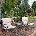 Cosiest 3 Piece Rocking Chair Set With Warm Gray Cushion