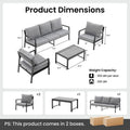 Cosiest 4 Piece Aluminum Outdoor Patio Furniture Set Metal Sofa Conversation Set With Cushions Coffee Table Gray