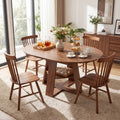 Cosiest 43.3 59 Extendable Round Dining Table 110 150Cm Walnut Wood Expandable Table For 2 8 People Brown
