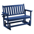 Cosiest Hdpe Outdoor Glider Bench Weather Resistant Patio Swing Chair With Cup Holder 2 Person Rocking Bench In 3 Colors
