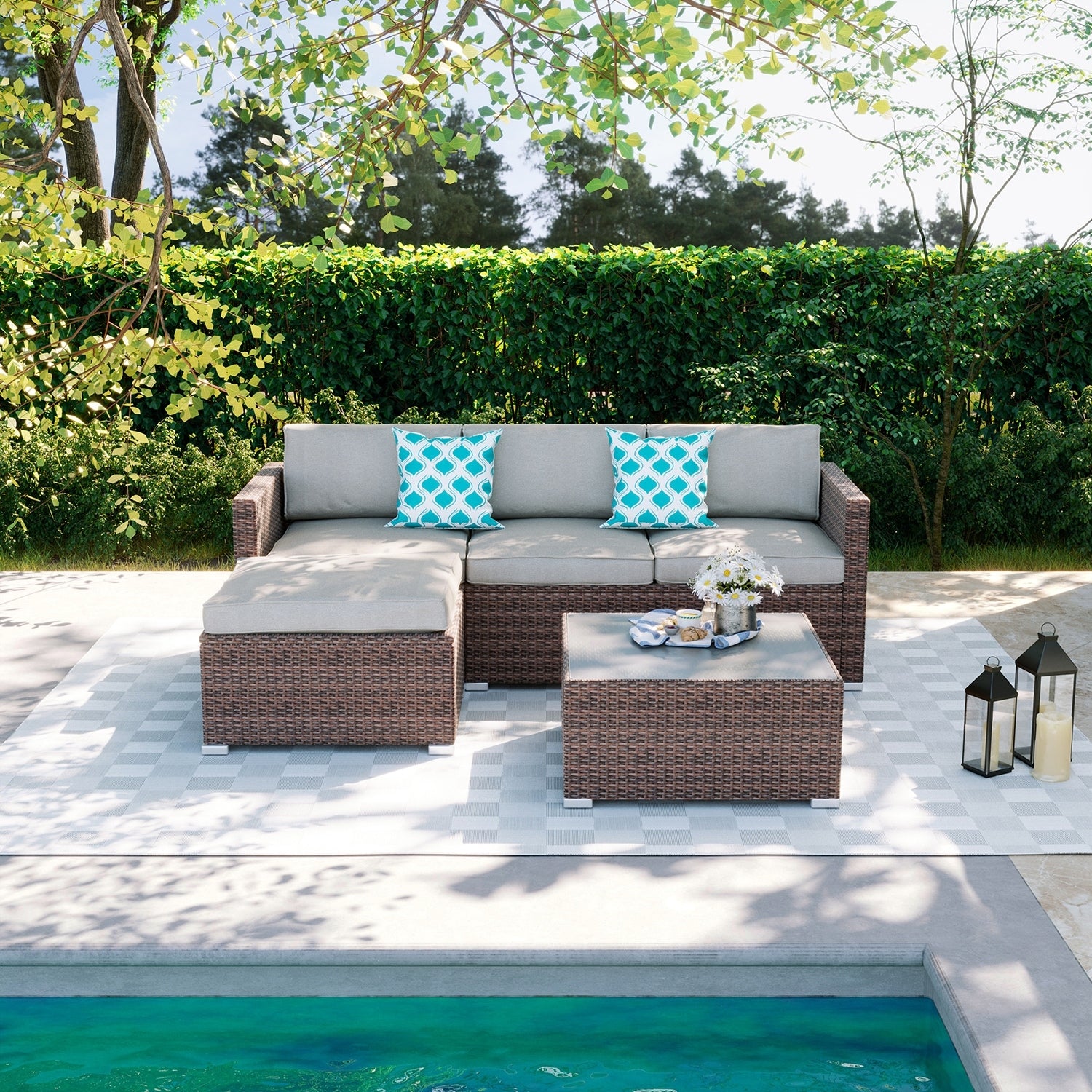Cosiest 5 Piece Outdoor Sofa Patio Furniture Set With 2 Pillows