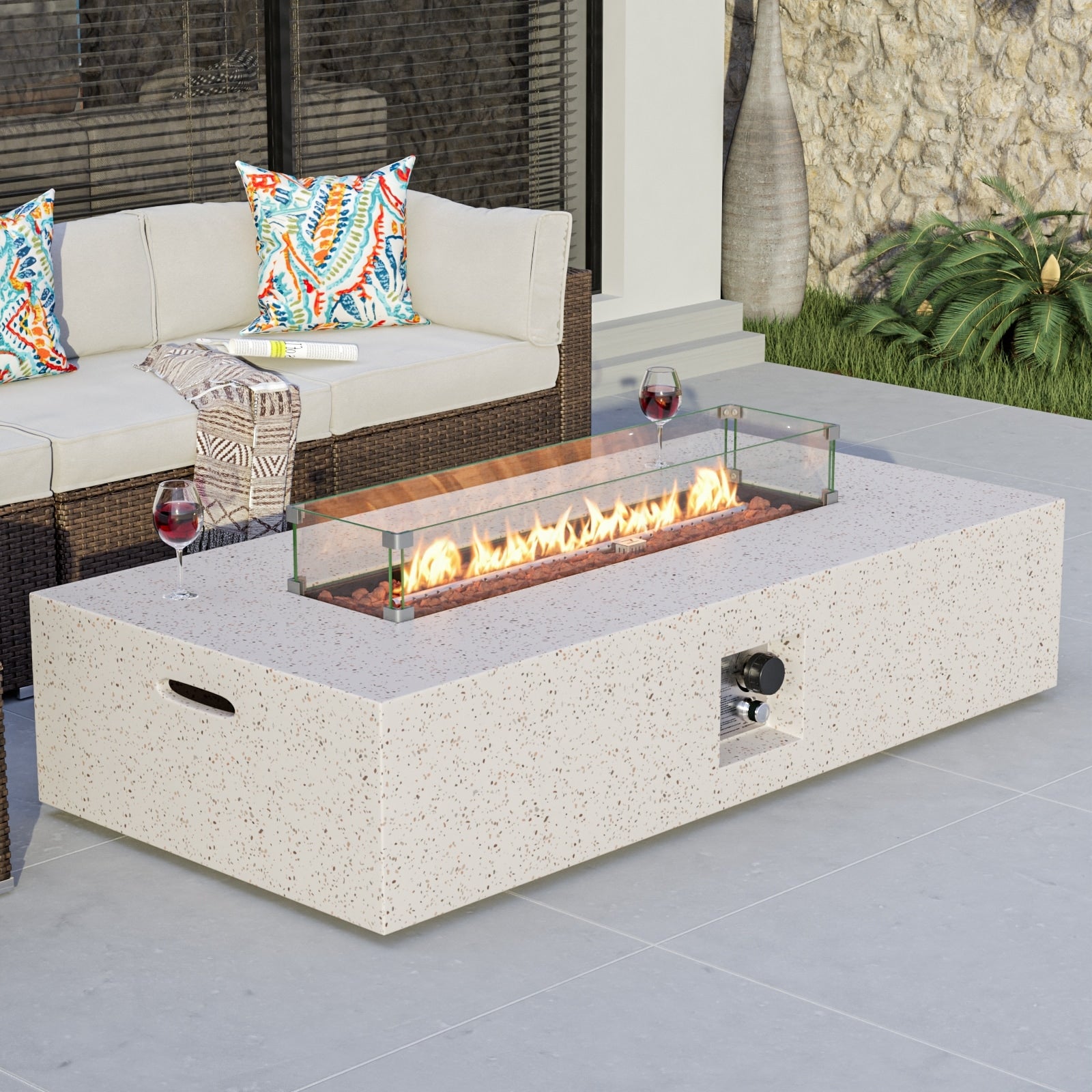 Cosiest Dark Brown Patio Fire Table