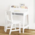 Costars Kids Study Desk With Storage Bins Activity Table And Chair Set White