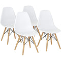 Costway Set Of 4 Mid Century Modern Style Dsw Dining Side Chair Wood Leg White