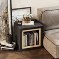 Cozayh Contemporary Cube Side Table With Open Central Shelf Geometric Wood Accent Table Minimalist Rectangular End Table