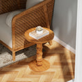 Cozayh Farmhouse Wood Base Pedestal Table Round Accent Table For Living Room Or Entryway Compact Side Table For Small Spaces