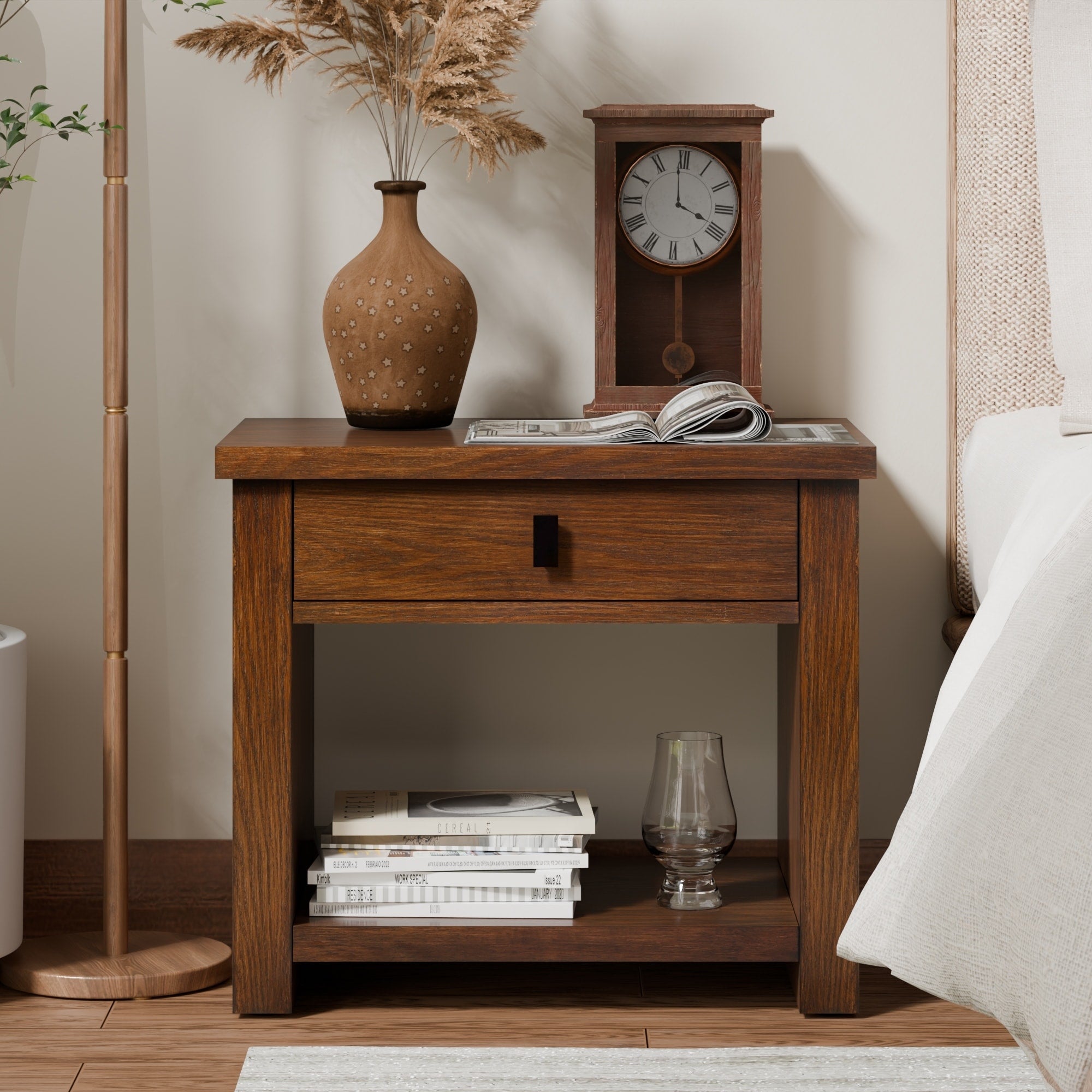 Cozayh Fully Assembled Nightstand Bedside Table With Drawer Storage Shelf Modern End Table