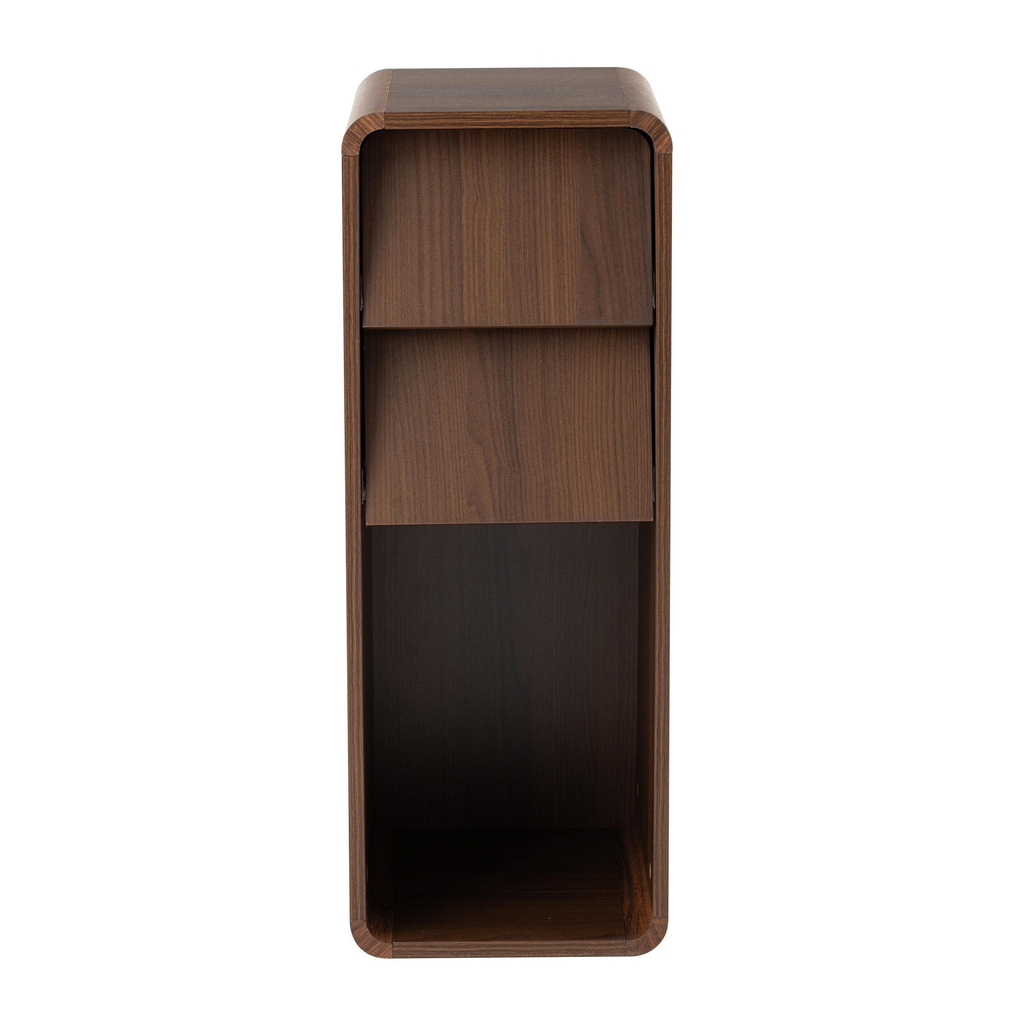 Cozayh Modern Farmhouse End Table With 2 Drawers And Open Storage Curved Wood Side Table Narrow Sofa Table
