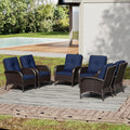 Cozyowr 6 Piece Outdoor Wicker Chair Set With Premium Olefin Cushions Red