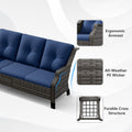 Cozyowr All Weather Outdoor Patio Sofa With Ergonomic Armrests And Premium Cushions Blue