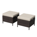 Cozyowr All Weather Pe Rattan Ottomans With Removable Cushions