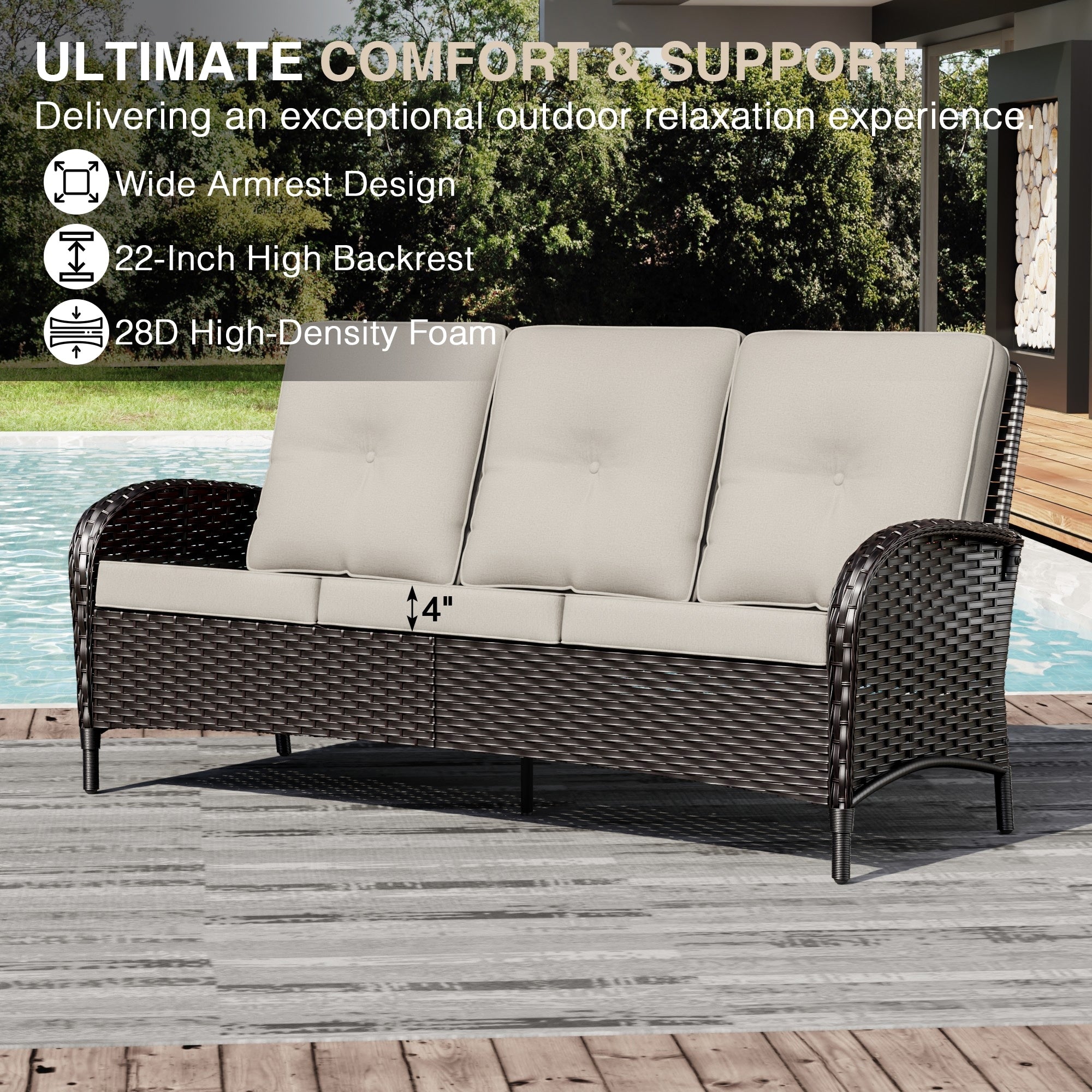 Cozyowr Modular Outdoor Sofa Set With Convertible Ottomans And All Weather Cushions Red