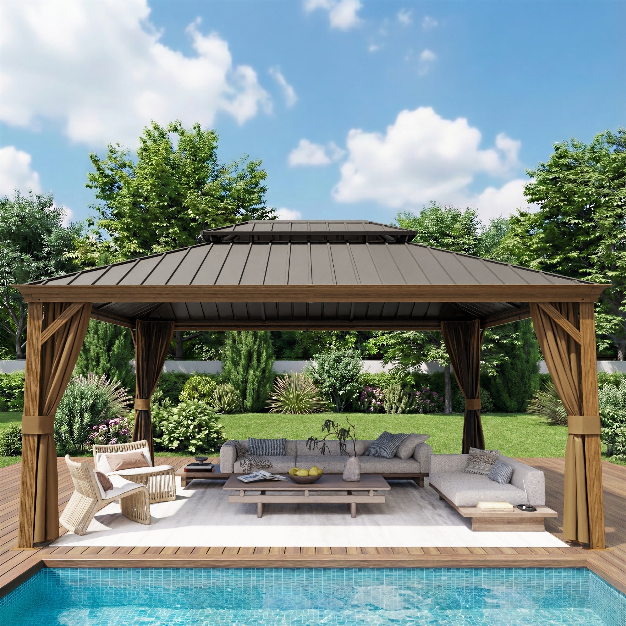 Cozywor 15X12 Ft Outdoor Gazebo With Waterproof Uv Protection And Ventilation System