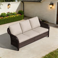 Cozywor 3 Person Outdoor Patio Rattan Sofa With Cushions