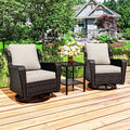 Cozywor 3 Piece Patio Rattan Swivel Chair Set