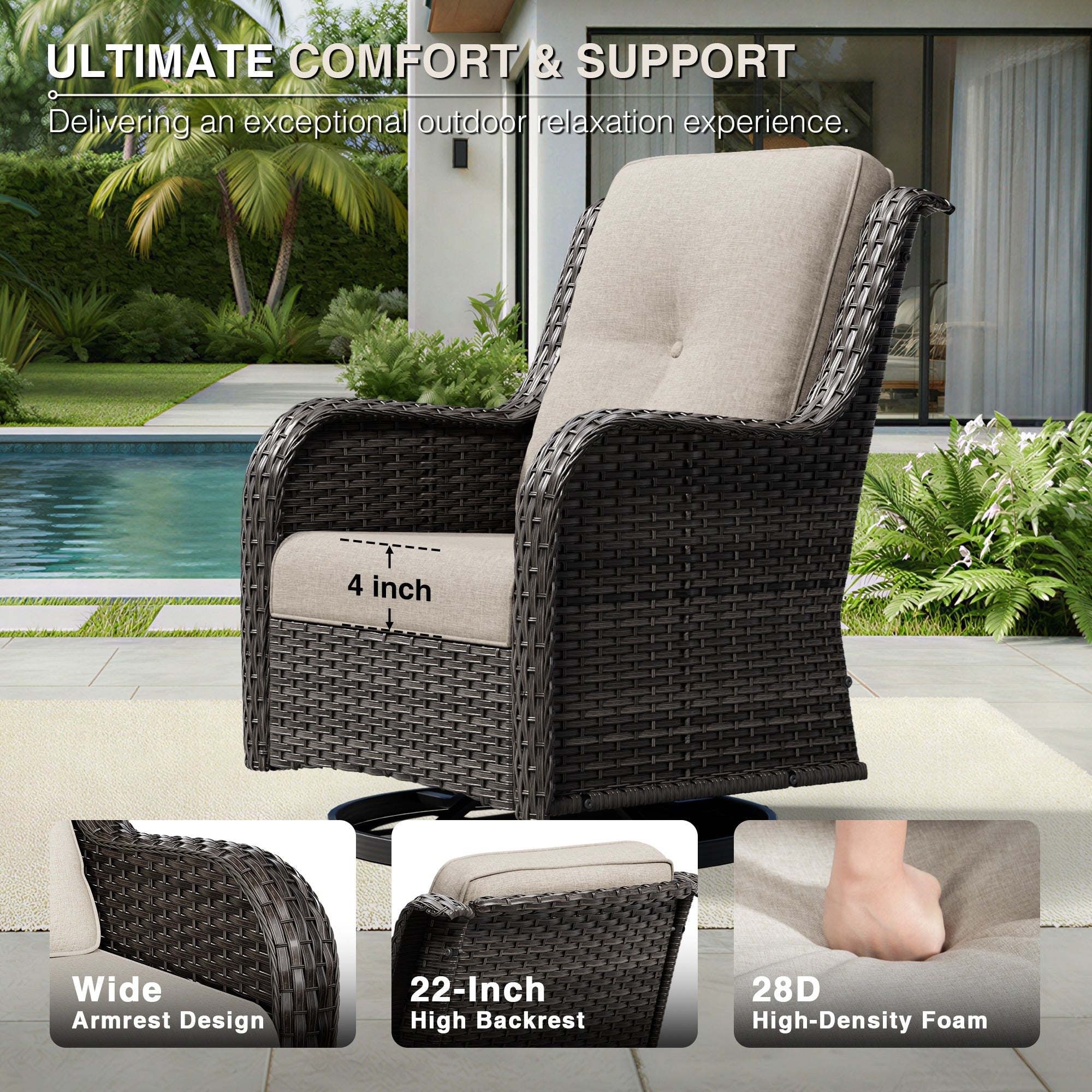 Cozywor Osage 5 Piece Seating Group With Beige Cushions