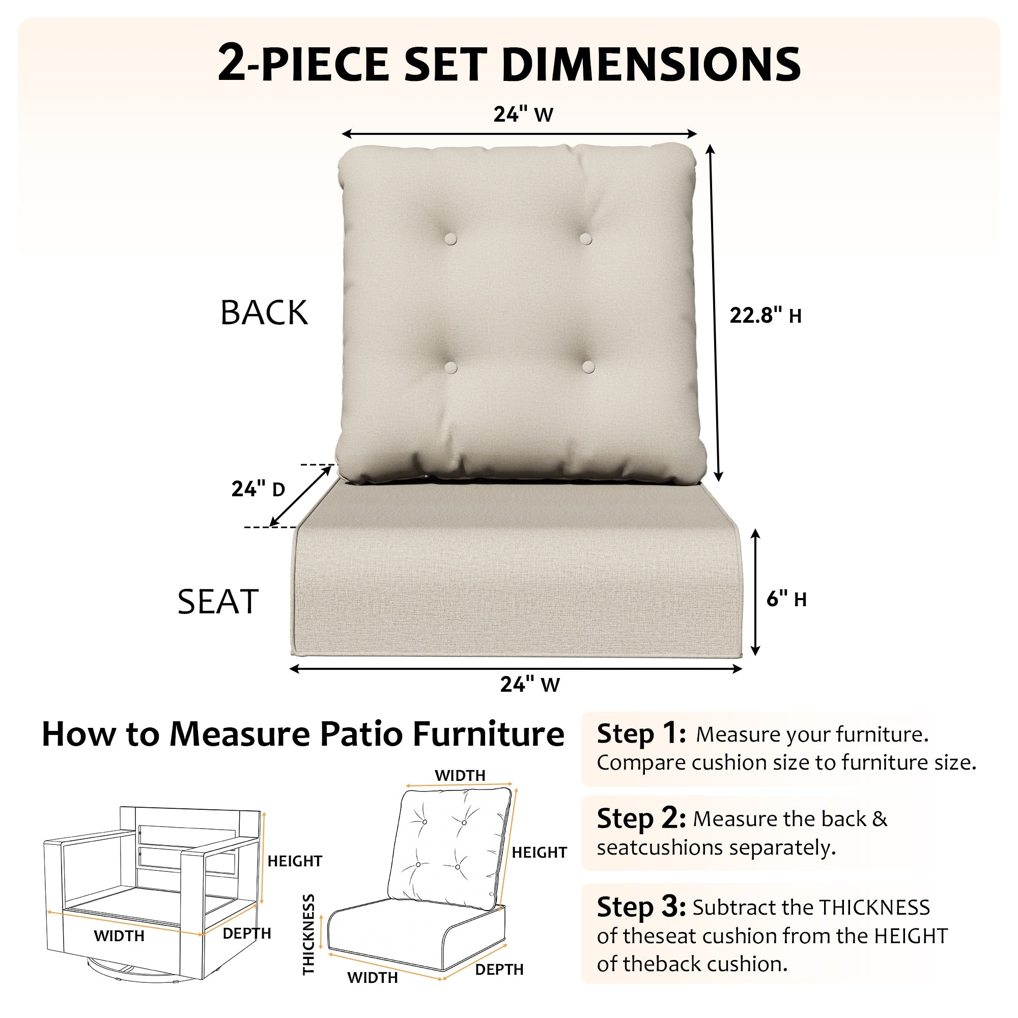 Cozywor Outdoor 10 Piece Cushion Set With Olefin Fabric Cloud Like Cotton Support Beige