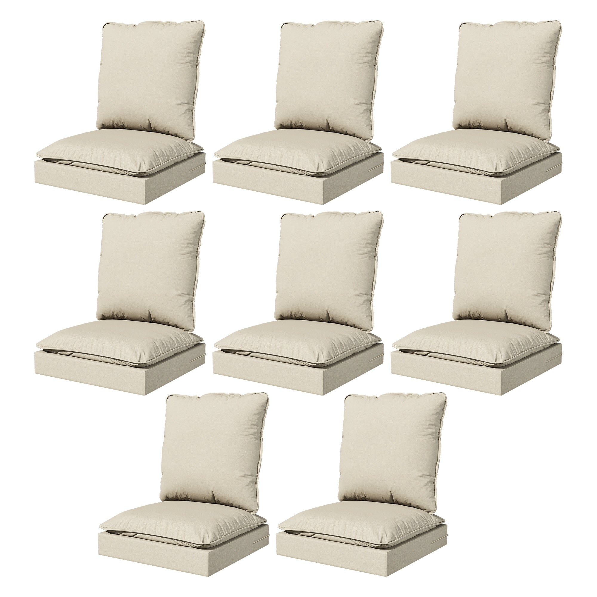 Cozywor Outdoor 2 Piece Cushion Set With 28D High Density Foam Velcro Connection Easy Clean Fabric Beige