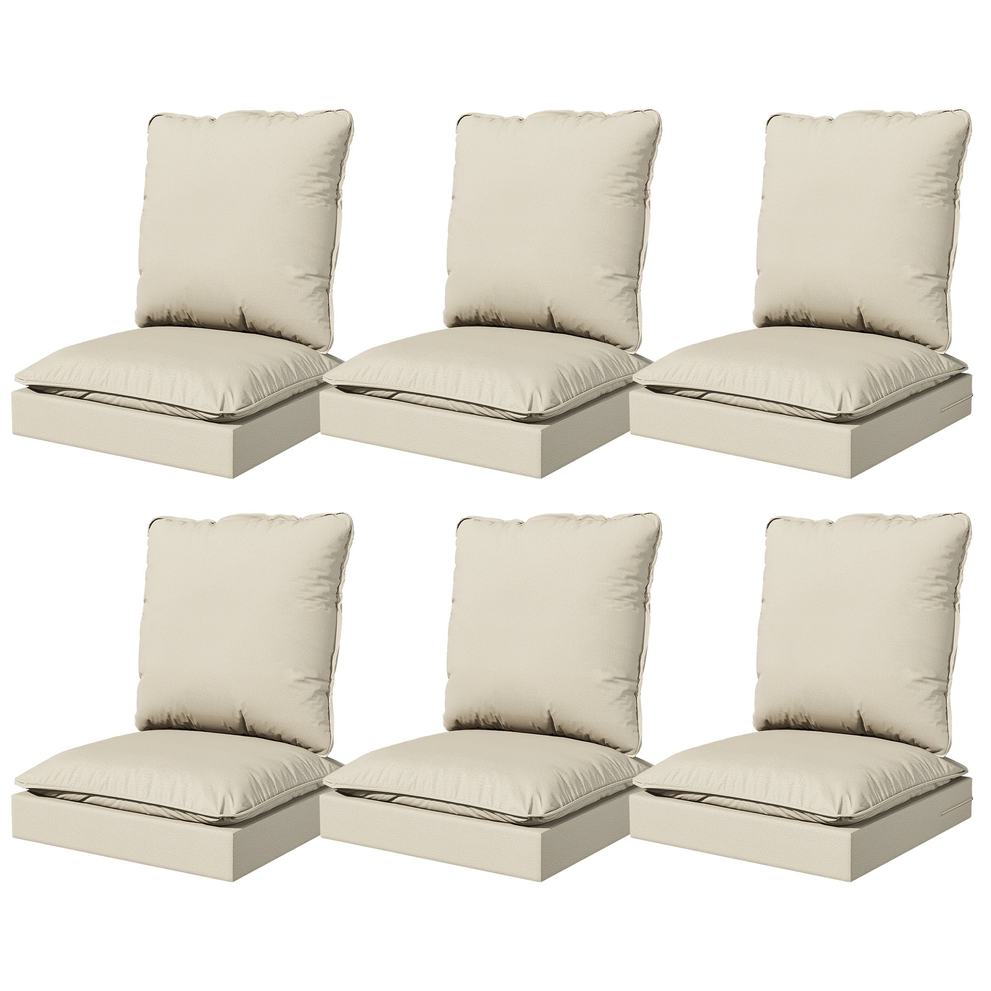 Cozywor Outdoor 2 Piece Cushion Set With 28D High Density Foam Velcro Connection Easy Clean Fabric Beige