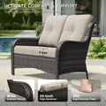 Cozywor Outdoor 2 Seat Wicker Sofa Set With Dual Multi Functional Ottomans Orange
