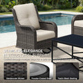 Cozywor Outdoor 4 Piece Swivel Rocker Chair Set Blue