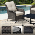 Cozywor Outdoor 6 Piece Wicker Chair Set With All Weather Olefin Cushions Blue