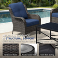 Cozywor Outdoor Bistro Set With Ergonomic Pe Rattan Chairs Tempered Glass Side Table