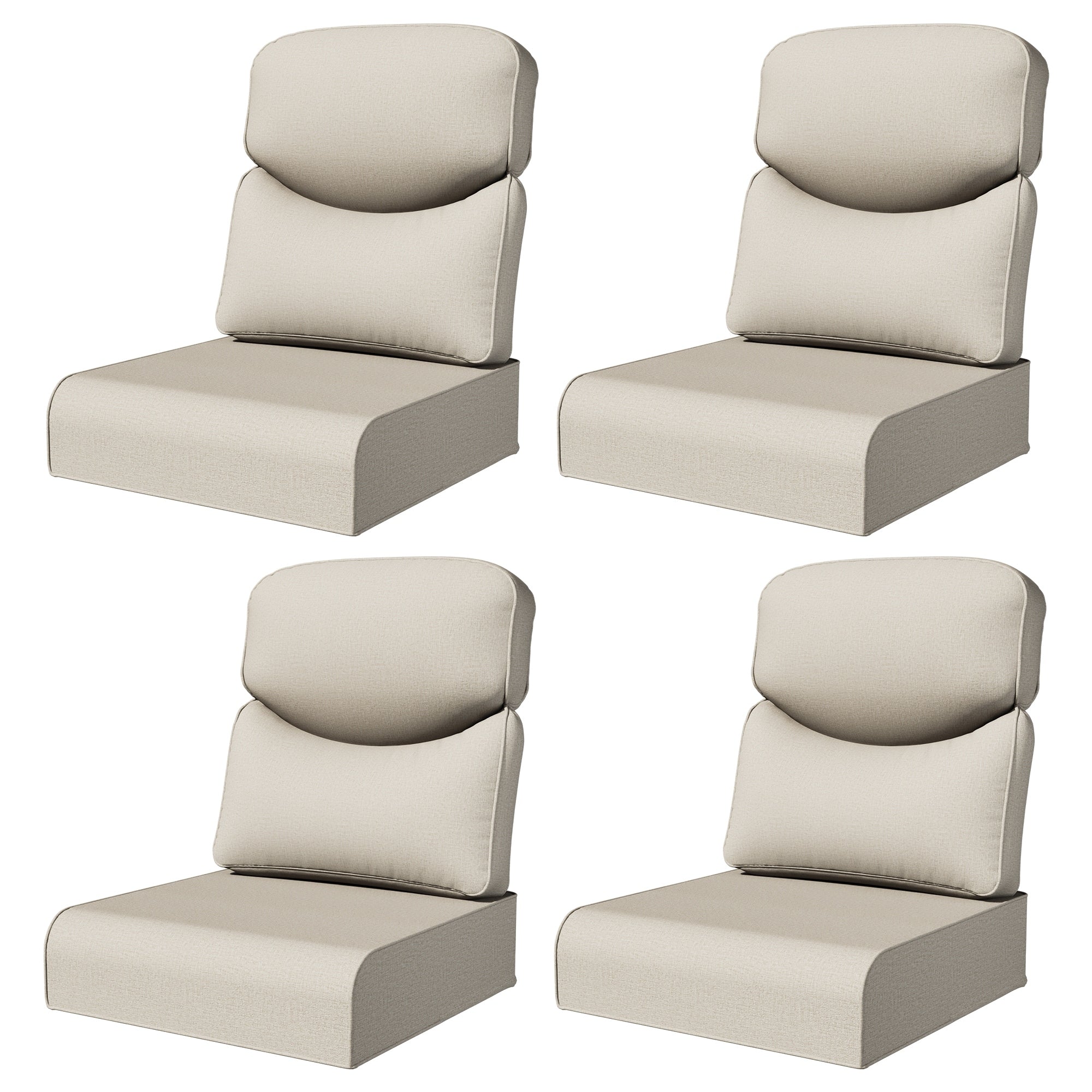 Cozywor Outdoor Cushion Set With Cotton Enhanced Comfort High Density Foam Water Resistant Beige