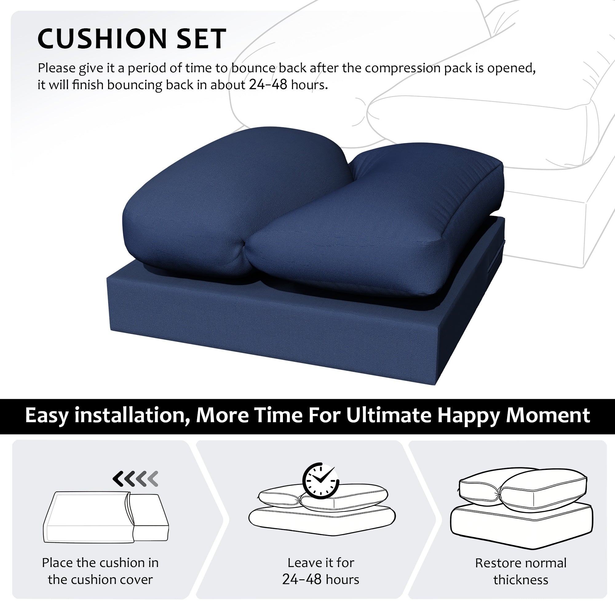 Cozywor Outdoor Cushion Set With Cotton Enhanced Comfort High Density Foam Water Resistant