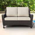 Cozywor Outdoor Patio Rattan Loveseat With Cushions