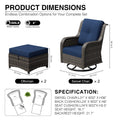 Cozywor Outdoor Swivel Chairs Ottomans Set 2 Rotating Chairs 2 Multi Functional Ottomans