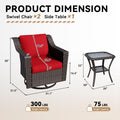 Cozywor Outdoor Swivel Rocking Chair With Side Table