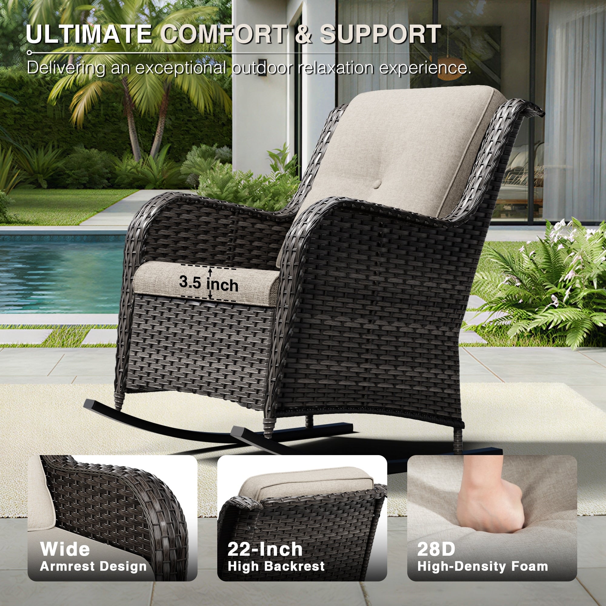 Cozywor Premium 2 Piece Rocking Chair Set With Side Table Blue