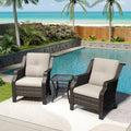 Cozywor Premium Ergonomic Outdoor Lounge Set With All Weather Pe Wicker Water Repellent Cushions Beige
