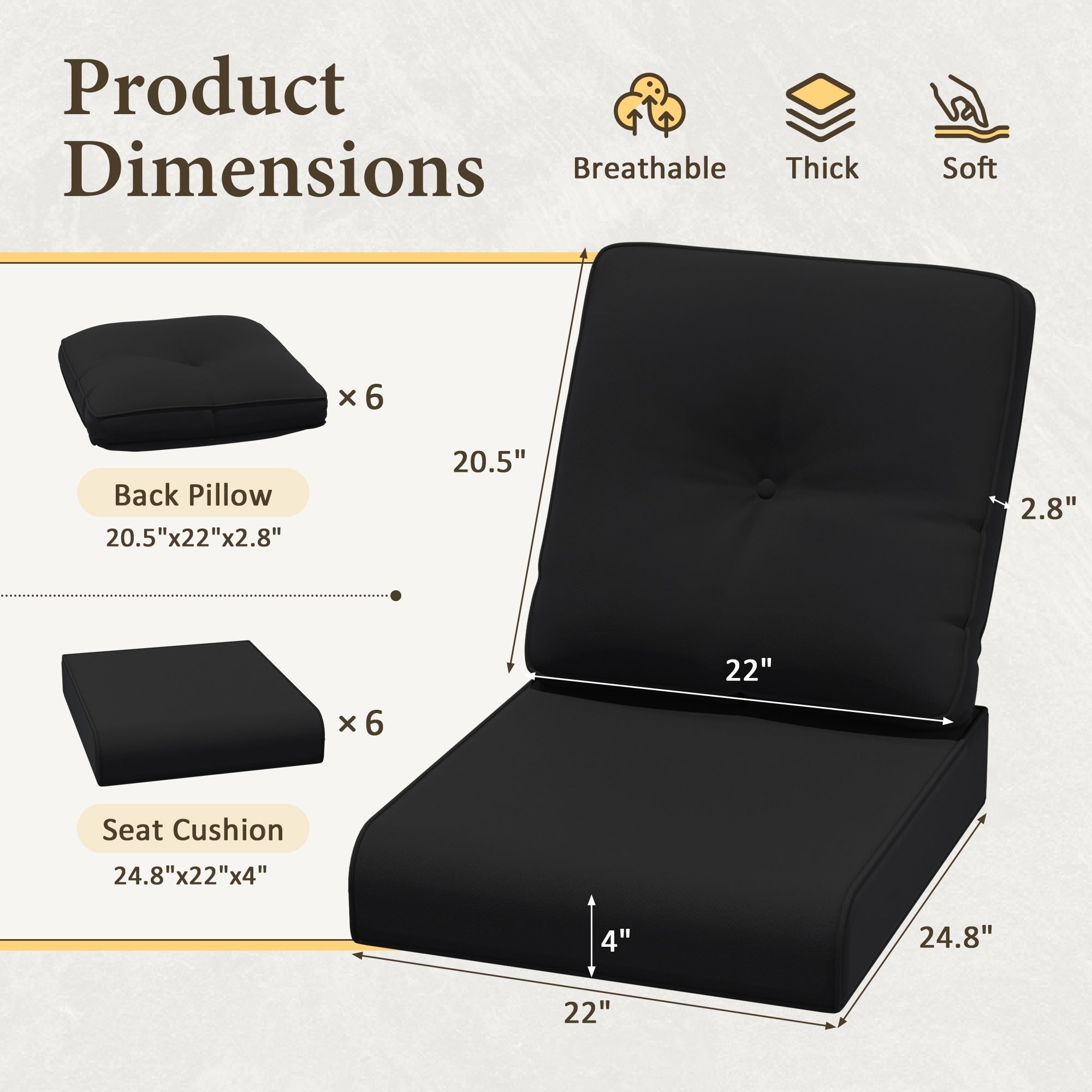 Cozywor Premium Outdoor Sofa Cushion Set With High Resilience Memory Foam And Weather Resistant Olefin Fabric