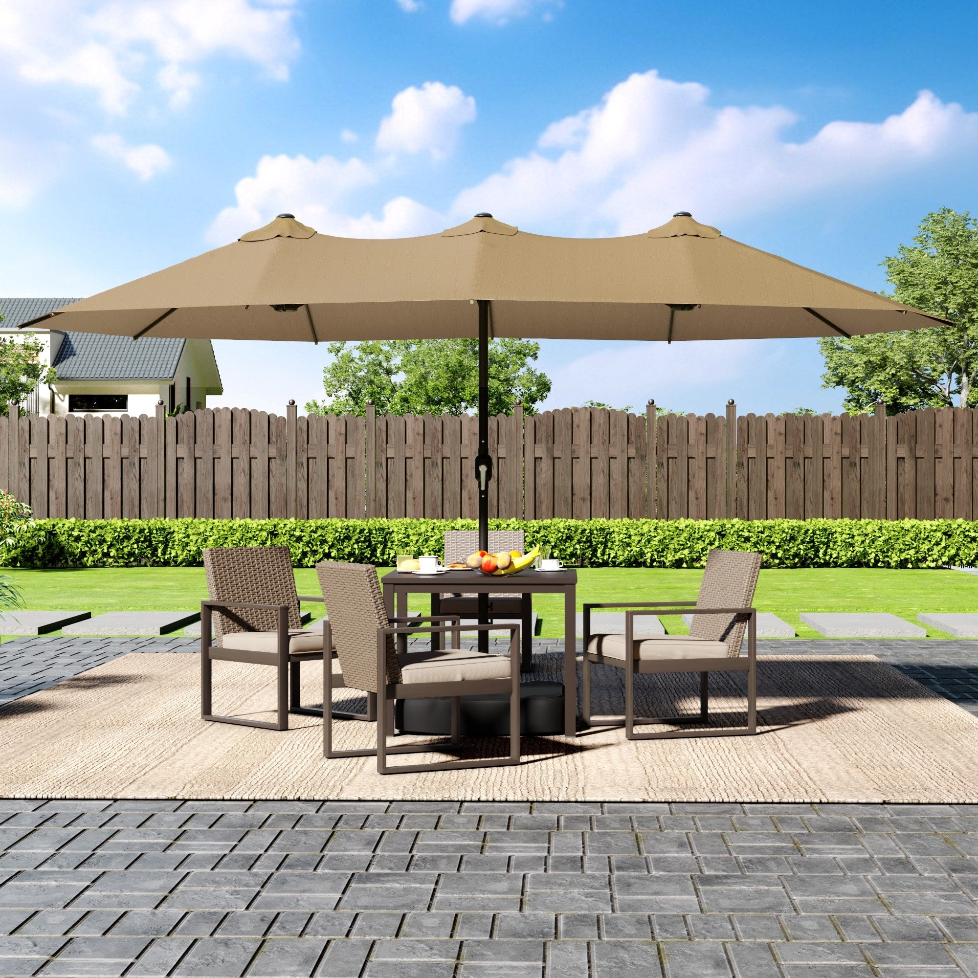 Cozywor Rectangular Market Umbrella With Base