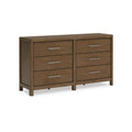 Cabal 6 Drawer Wide Dresser Aged Pewter Handles Glazed Light Brown