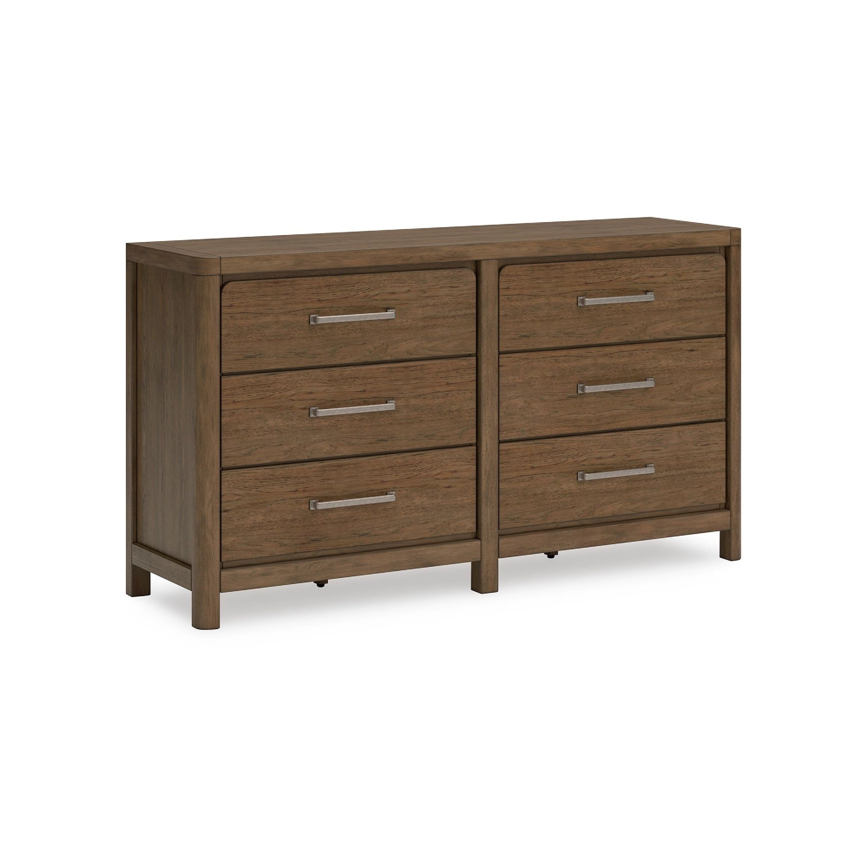 Cabal 6 Drawer Wide Dresser Aged Pewter Handles Glazed Light Brown