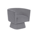 Cabe Swivel Accent Armchair Diamond Stitch Back Modern Gray Velvet